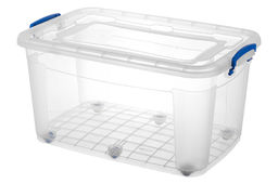 Контейнер 50 л 63*40,5*33 см Storage Box с синими ручками на колёсах (модель 376)