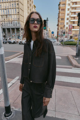 OVERSIZE SHIRT WITH CONTRAST STITCHING - Zara фото 3