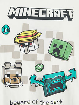 Bisiklet Yaka Minecraft Bask?l? Erkek ?ocuk Ti??rt