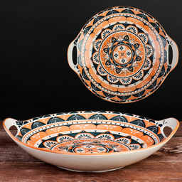 Блюдо круглое 28*25*5 см с ручками керамика арт. ZY023 (691778)