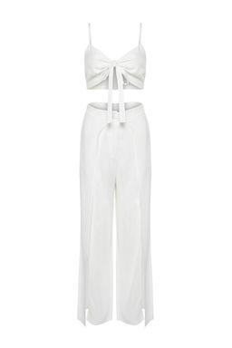 Plaj Giyim Ekru Dokuma Y?rtmacl? Yuksek Bel Maxi Bluz-Pantolon Tak?m TBESS21AU0092 - Trendyolmilla фото 7