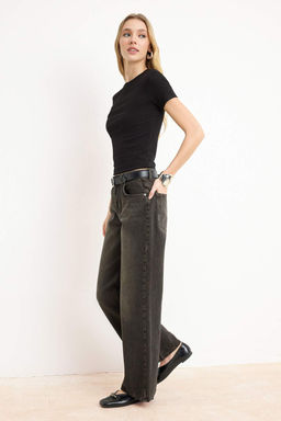 Koyu Mavi Yuksek Bel Wide Leg Jeans TWOAW26JE00007 - Trendyolmilla фото 12