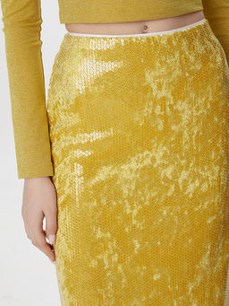 Юбка Mark Formelle x Ольга Бузова желтая с пайетками  фото 4