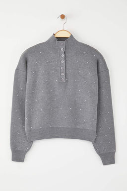 Antrasit Premium Iplik/Ozel Iplikli Tas Detayl? Triko Kazak TWOAW26KZ00039 - Trendyolmilla фото 5