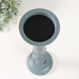 Деревянный подсвечник на 1 свечу «Колонна цветочная», серо-сиреневый, 10×10×37 см