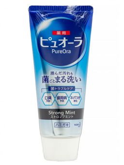 Японская Зубная паста КAO Medicinal PureOraStrongMinthaантибак проф кариеса гингив бодр мята,туба,