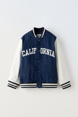 EMBROIDERED DENIM BOMBER JACKET