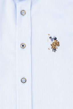 Голубая базовая рубашка с длинным рукавом для мальчика Неожиданная скидка в корзине - U.s. polo assn фото 3