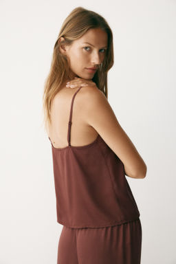 Top de pijama en sat?n con ribete de encaje - H&m фото 8