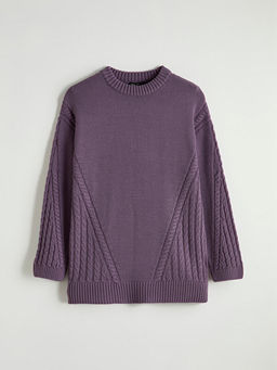 Bisiklet Yaka Kendinden Desenli Kad?n Triko Tunik