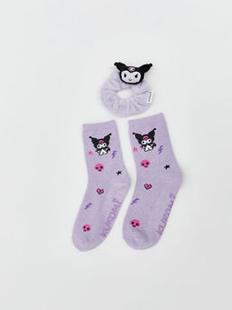 Kuromi Desenli Kayd?rmaz Tabanl? K?z ?ocuk Ev ?orab? ve Toka