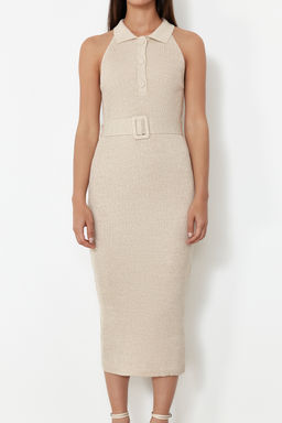 TRENDYOLMILLA Mavi Midi Triko Kemer Detayl? Elbise TWOSS22EL1031  фото 34