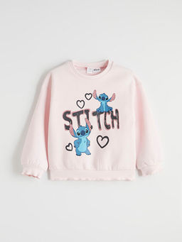 Stitch Bask?l? K?z ?ocuk Sweatshirt ve Tayt