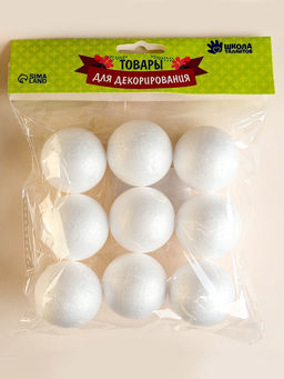 Шар из пенопласта (набор 9 шт.), d=4 см