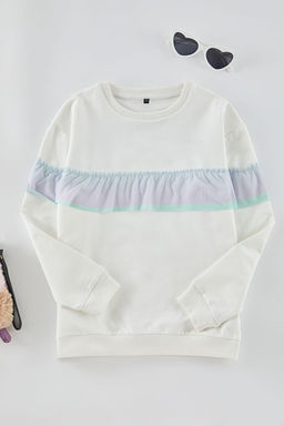Ekru K?z Cocuk Duz Orme Sweatshirt TKDAW25SW00021 - Trendyolmilla фото 3