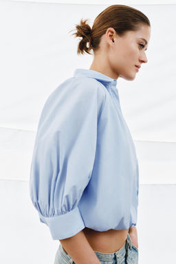 CAMISA MANGA ABULLONADA ZW COLLECTION / Azul claro - Zara фото 4