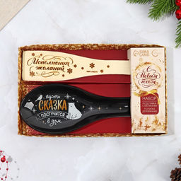 Подарочный набор новогодний Счастье постучится в дом: подставка под ложку, лопатка - Дорого внимание фото 4