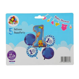 Шары воздушные «Первый день рождения малыша», фольга, набор 5 шт.