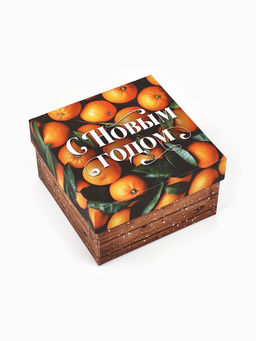 Коробки подарочные новогодние набор 6 в 1 «Яркие мандарины», 10×10×6 - 20×20×11 см
