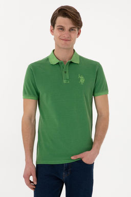 Erkek Slim Fit Polo Yaka Ye_il Y_kamal_ Basic Ti__rt Sepette S_rpriz _ndirim