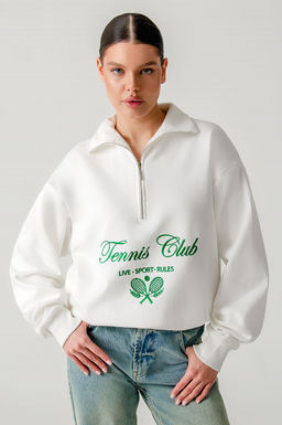 Арт. 1-5138 Свитшот женский полузамок 44-50 (4 шт) Цвет:молочный