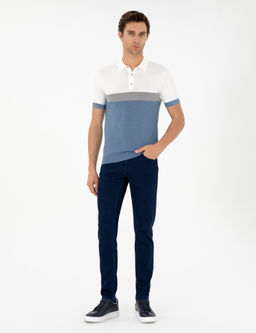 Светло-темно-синие джинсовые брюки узкого кроя - Cacharel фото 3