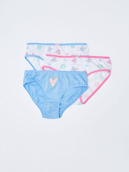 Bask?l? Pamuklu K?z ?ocuk K?lot 3l?