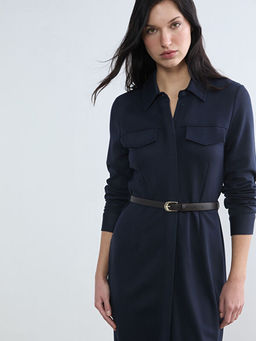 Kemerli Kad?n G?mlek Elbise