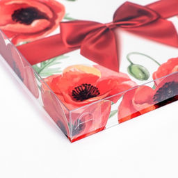 Цена за 5 шт. Коробка для печенья, Красный бант 21?21?3 см