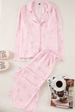 Trendyolmilla Ac?k Pembe Kurdele/Fiyonklu Viskon Dokuma Pijama Tak?m? THMAW21PT0936 фото 23