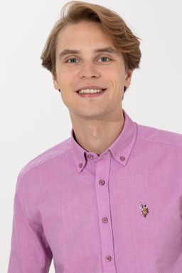U. S. Polo Assn / Мужская фиолетовая рубашка Uzunkol Basic - U.s. polo assn фото 2