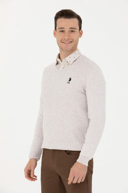 Свитер мужской U.S. Polo Assn каменный меланж хлопок  фото 10