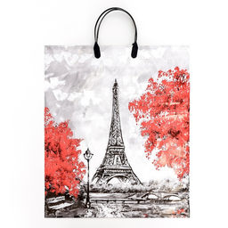 Цена за 5 шт. Пакет "Моменты", полиэтиленовый с пластиковой ручкой, 37,5х44см, 90 мкм