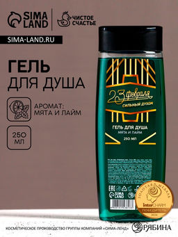 Гель для душа С 23 Февраля!, 250 мл, аромат мяты и лайма, Чистое счастье