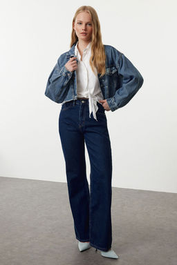 Koyu Mavi Yuksek Bel Wide Leg Jeans TWOAW25JE00073