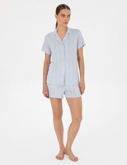 Mavi K_sakollu G_mlek Pijama Tak_m - Pierre cardin фото 4