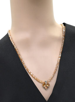 Бусы из циркона с подвеской Сердце, цвет шампань, 60см