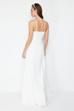 Bridal Beyaz A-Kesim Dokuma S?k Abiye Gece Mezuniyet Elbisesi TPRSS19FZ0511