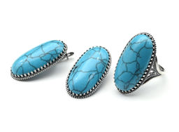 Кольцо Серьги с бирюзой (имитация) размер 20