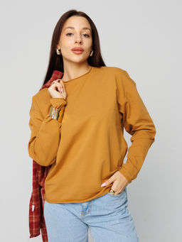 Женский лонгслив из футера 2-х нитки горчичный ВК-25 (58)