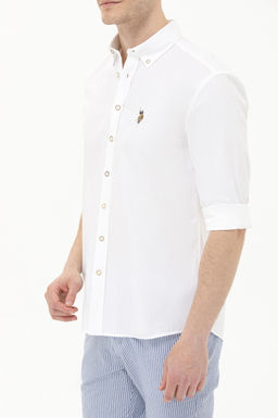 U. S. Polo Assn / Мужская белая рубашка с длинным рукавом - U.s. polo assn фото 6
