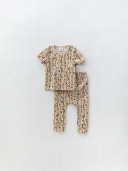 Комплект футболка и ползунки Панды, бежевый - Lesi kids фото 5