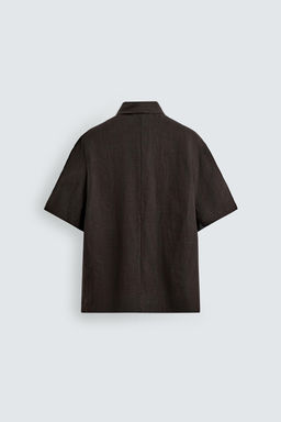 CAMISA POLO 100% LINO / Marr?n oscuro