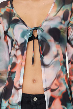 Cok Renkli Bask?l? Uzun Tul Esnek Orme Orme Bluz TWOSS24BZ00051 - Trendyolmilla фото 4