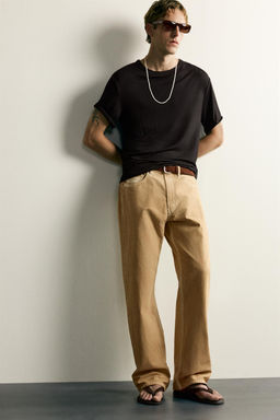 JEANS LOOSE FIT LAVADO IRREGULAR / Ocre - Zara фото 5