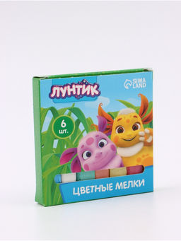 Цена за 5 шт. Мелки цветные школьные 6 шт. ЛУНТИК