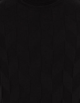 Siyah Slim Fit Bal_k__ Yaka Triko Kazak