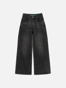 ACOOLA / Брюки джинсовые детские для девочек Poka темно-серый  фото 3