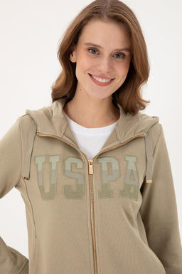 Женская базовая толстовка с капюшоном светло-хаки - U.s. polo assn фото 2