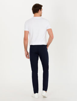 Темно-синие брюки из льняной ткани морковного кроя - Cacharel фото 11